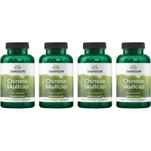 Swanson Chinese Skullcap – Herbal Supplement Promoting Relaxation & Sleep Support – Flavonoid Formula to Help Soothe Nerves – (90 Capsules, 400mg Each)(90 Count (Pack of 4))
