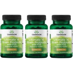 Swanson Dr. Stephen Langer’s Formula – Natural Probiotic w/Prebiotic FOS – 16-Strain Supplement Promoting Digestive Support w/ 3.2 Billion CFU per Capsule – (60 Veggie Capsules) 2 Pack(60 Count (Pack of 3))