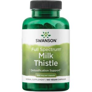 Swanson Milk Thistle – Herbal Liver Support Supplement – Natural Formula Helping to Maintain Overall Health & Wellbeing – (100 Capsules, 500mg Each)(100 Count (Pack of 1))