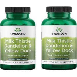 Swanson Milk Thistle, Dandelion & Yellow Dock – Herbal Liver Support Supplement – Natural Supplement Helping to Maintain Overall Health & Wellbeing – (120 Capsules) (1 Pack)(120 Count (Pack of 2))