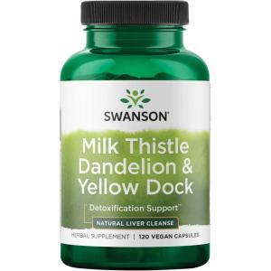 Swanson Milk Thistle, Dandelion & Yellow Dock – Herbal Liver Support Supplement – Natural Supplement Helping to Maintain Overall Health & Wellbeing – (120 Capsules) (1 Pack)(120 Count (Pack of 1))