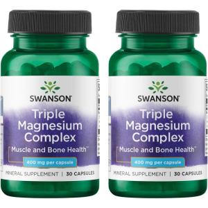 Swanson Triple Magnesium Complex – Magnesium Supplement for Brain, Energy, Bone, Stress, Muscle & Sleep Support* – Contains Magnesium Aspartate, Citrate & Oxide – 300 Vegan Capsules(30 Count (Pack of 2))