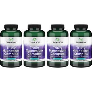 Swanson Triple Magnesium Complex – Mineral Supplement – Natural Support – Featuring Citrate, Oxide & Aspartate – (300 Capsules, 400mg Each, 2 Pack)(300 Count (Pack of 4))