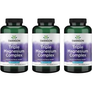 Swanson Triple Magnesium Complex – Mineral Supplement – Natural Support – Featuring Citrate, Oxide & Aspartate – (300 Capsules, 400mg Each, 2 Pack)(300 Count (Pack of 3))