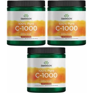 Swanson Vitamin C Powder 100% Pure Ascorbic Acid, Immune System Support, Skin Health, Cardiovascular Health, Antioxidant Supplement 1000 mg (per Serving) 1 lb. 454 g(16 Ounce (Pack of 3))