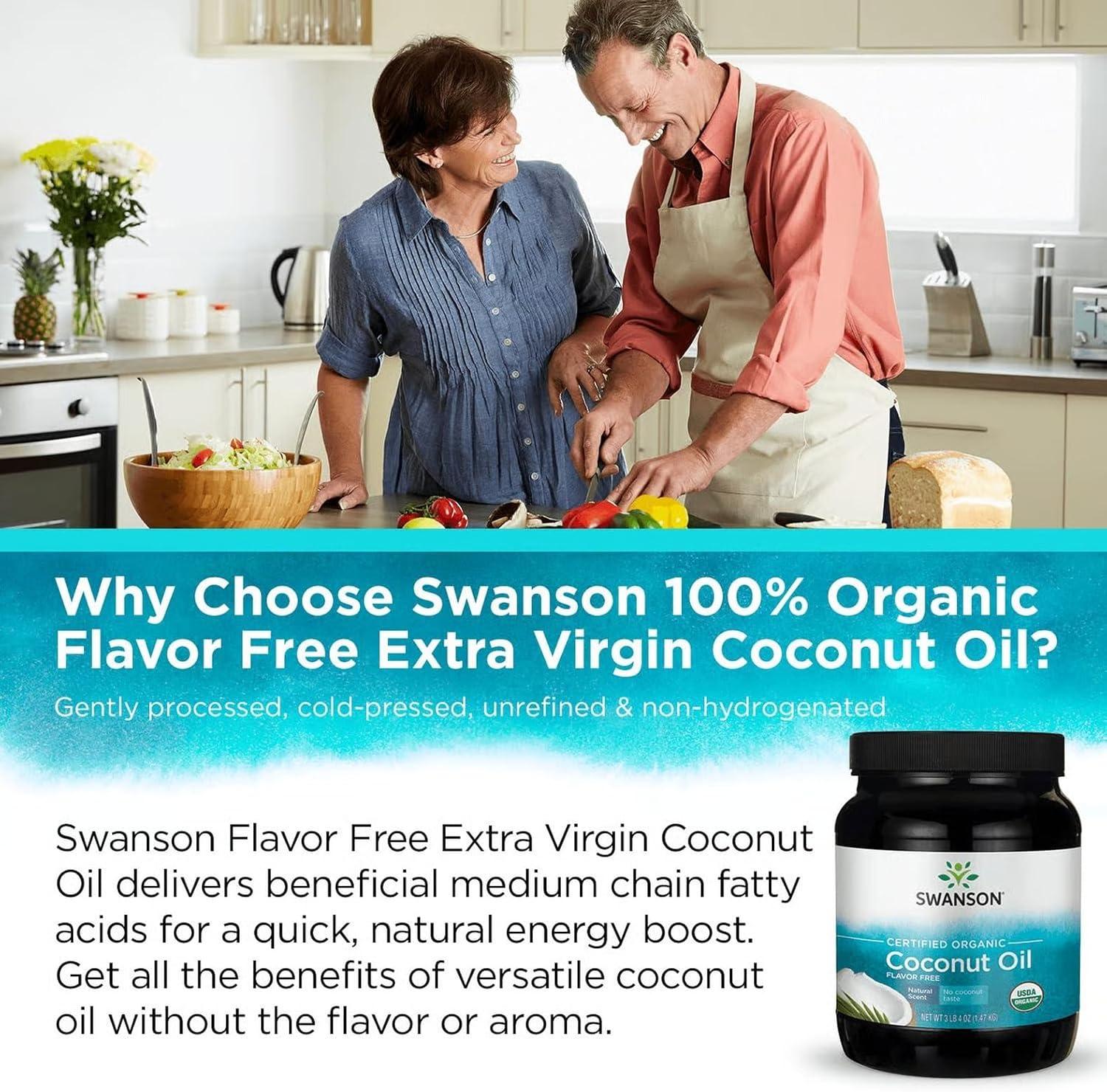 imageSwanson 100 Certified Organic Flavor Free Coconut Oil Cooking Baking Frying Beauty EFAs MCTs 3 lbs 6 ounces 153 kg Solid Oil