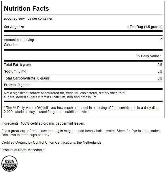 imageSwanson 100 Certified Organic Peppermint Tea 20 BagS