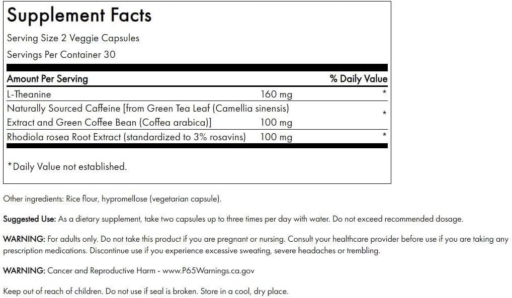 imageSwanson Pure Energy Metabolism Concentration Focus Support Stress Management Adaptogenic Herbs Herbal Supplement 60 Veggie Capsules Veg Caps Vegan60 Count Pack of 1