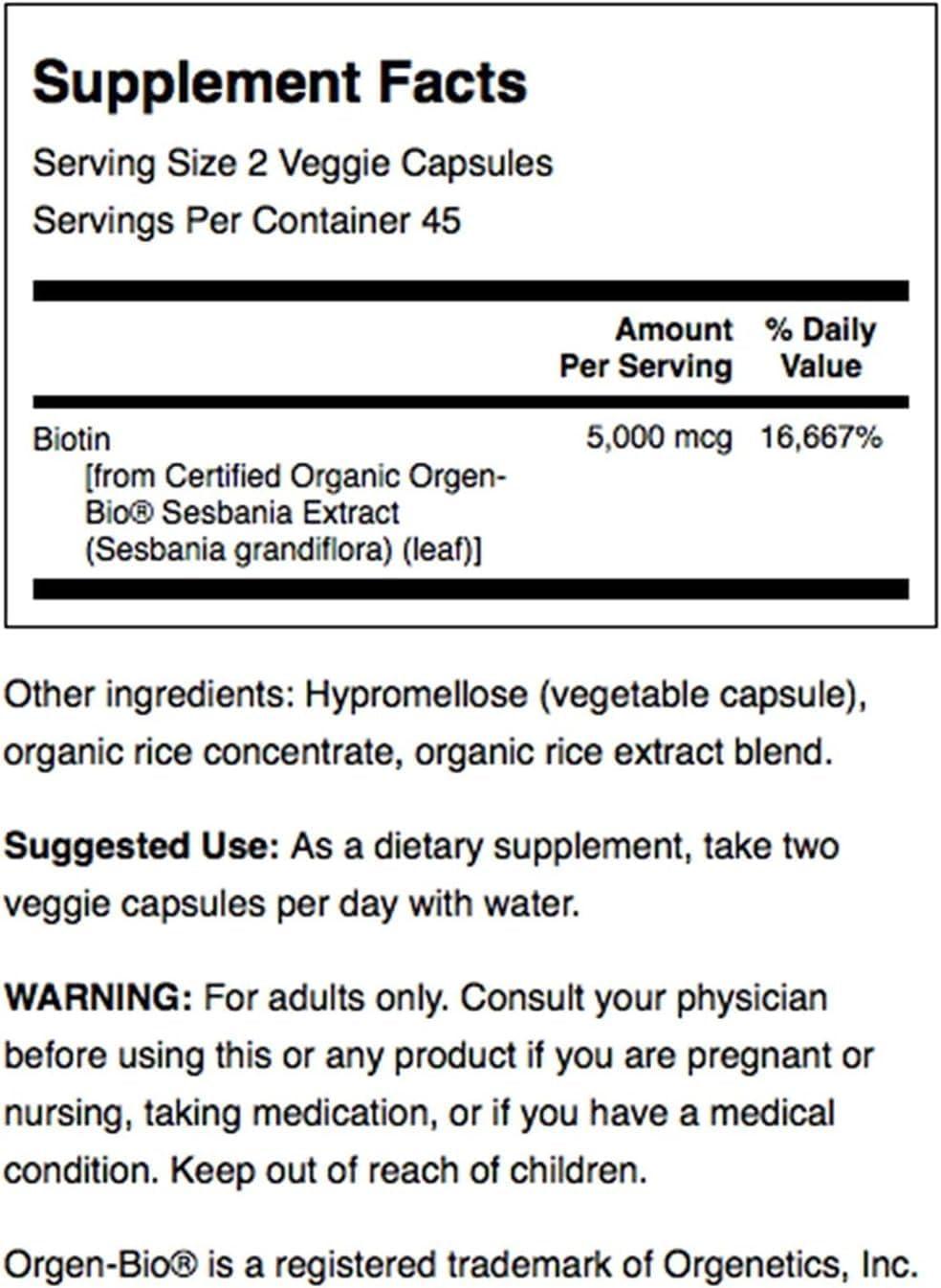 imageSwanson Real Food Biotin Vitamin B7 Hair Skin Nail Metabolism Health from Organic Hummingbird Tree Extract Vegan GlutenFree NonGMO B7 5000 mcg 90 Veggie Capsules Caps