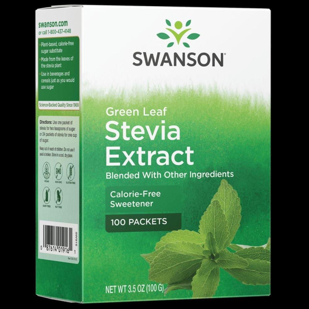 imageSwanson Green Leaf Stevia Extract 100 Packets