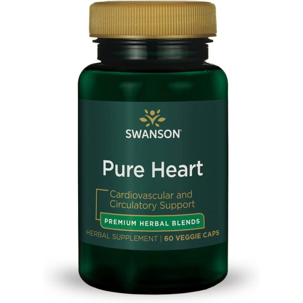imageSwanson Pure Heart Cardiovascular Circulatory Health Antioxidant Resveratrol Blood Pressure Cholesterol Support Herbal Supplement 60 Veggie Capsules Veg Caps Vegan