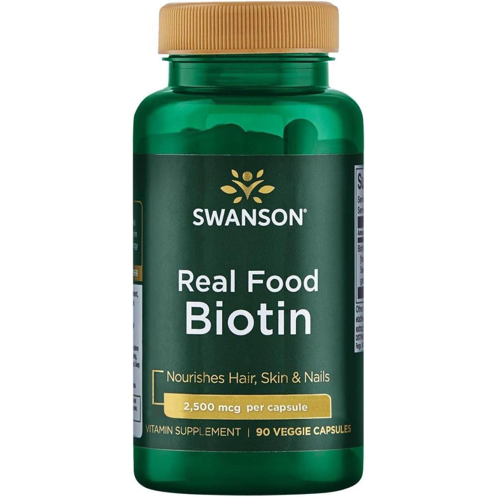 imageSwanson Real Food Biotin Vitamin B7 Hair Skin Nail Metabolism Health from Organic Hummingbird Tree Extract Vegan GlutenFree NonGMO B7 5000 mcg 90 Veggie Capsules Caps