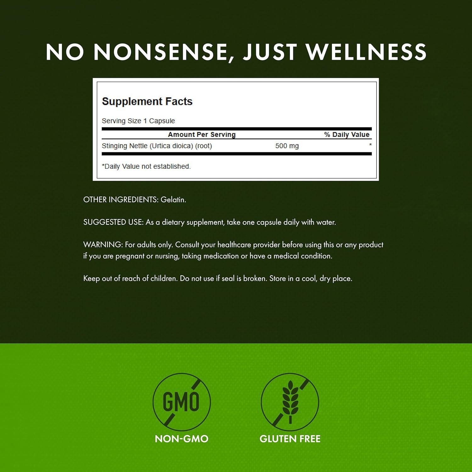 imageStinging Nettle Root 500 mg 100 Caps100 Count Pack of 1