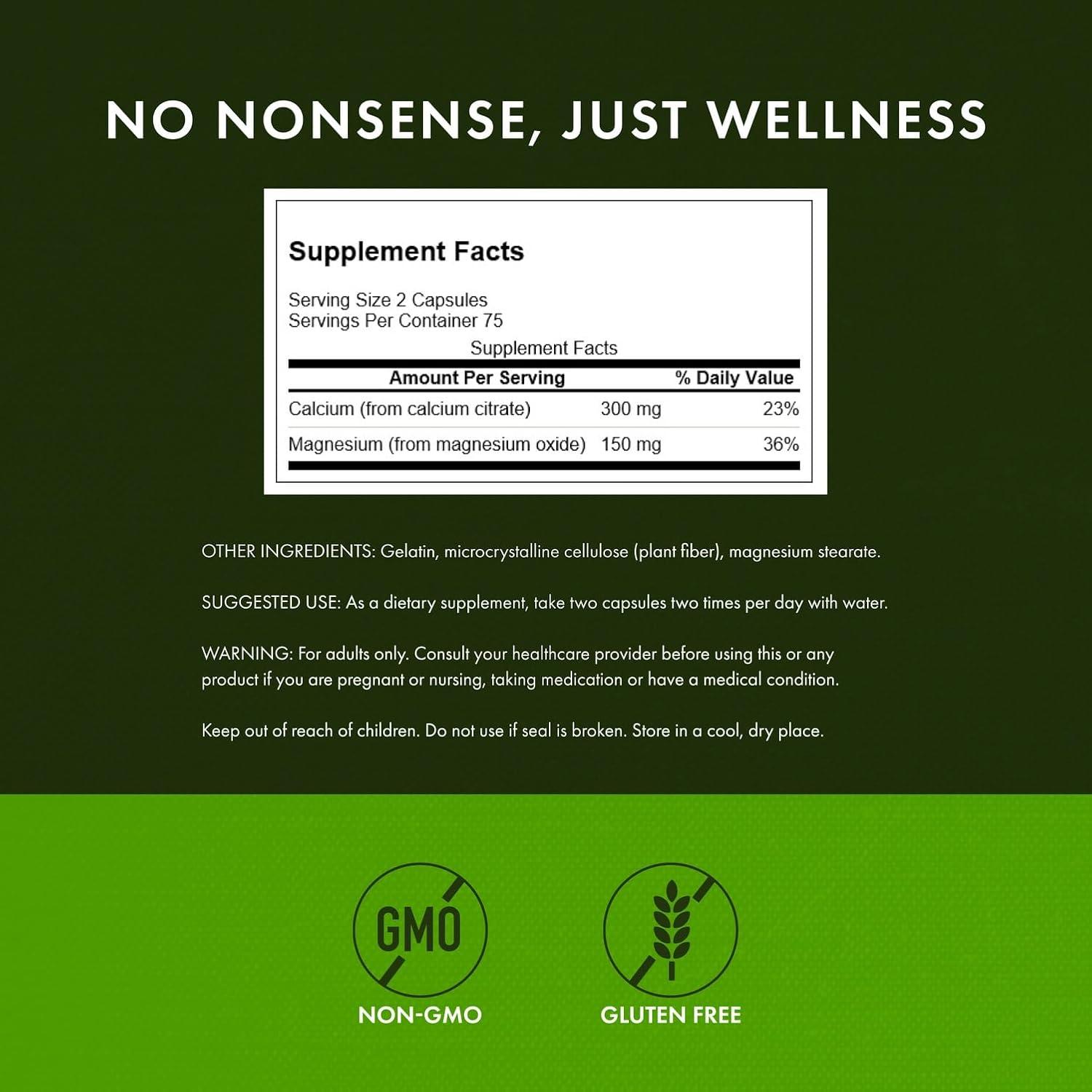 imageSwanson Calcium Citrate Plus Magnesium Mineral Supplement Promoting Strong Bones Energy Production amp Muscle Relaxation May Support Cardiovascular Health 150 Capsules