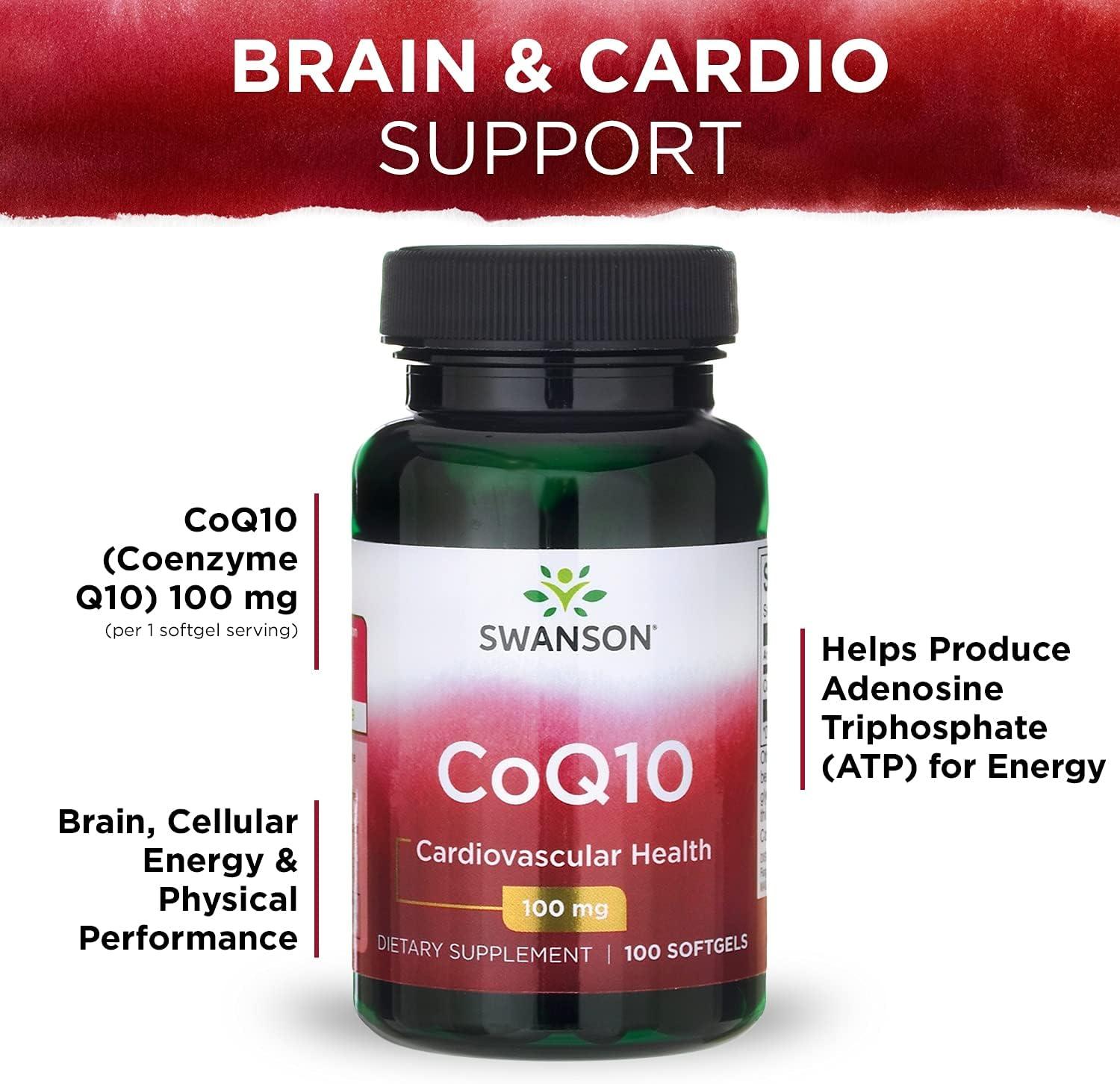 imageSwanson CoQ10 Energy Antioxidant Support Coenzyme Q10 Supplement 100 Softgels 100mg Each