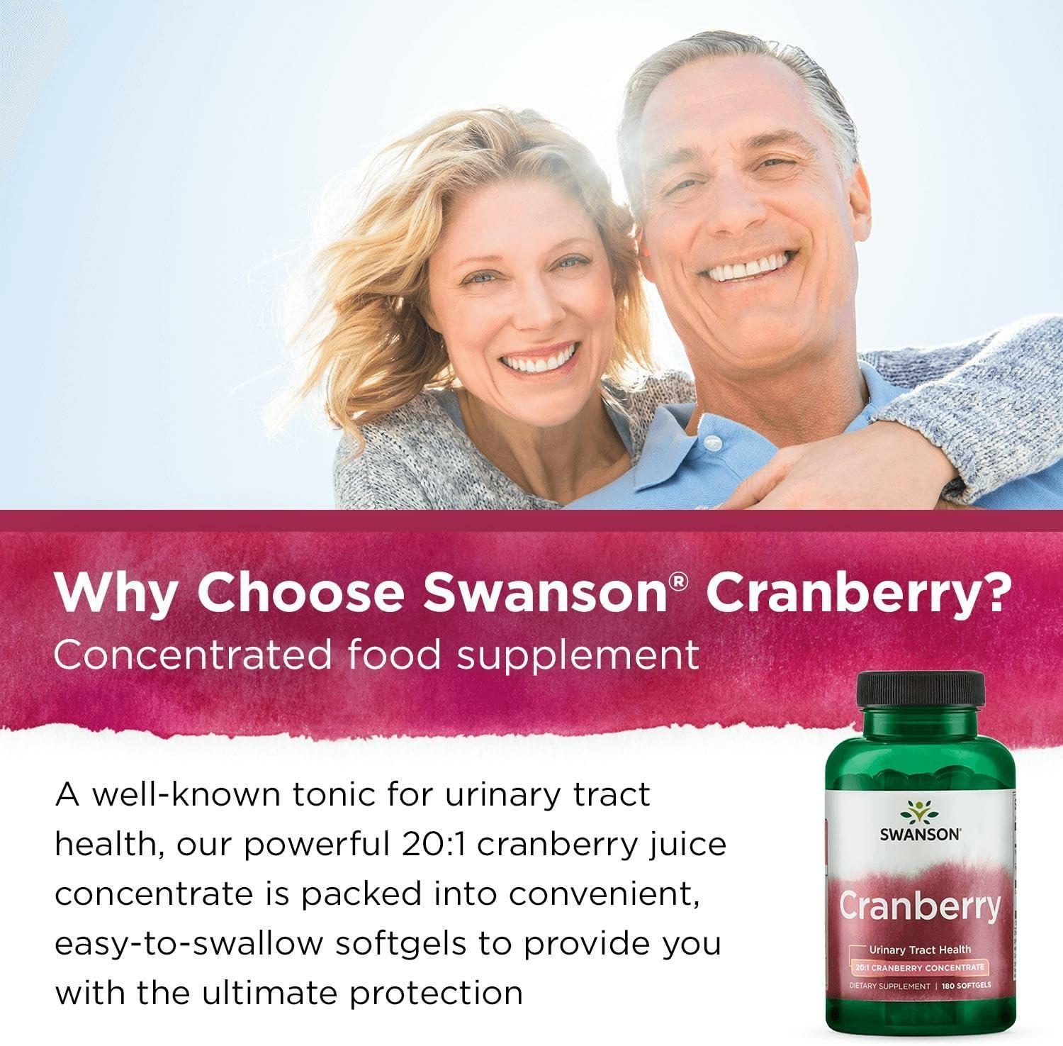 imageSwanson Cranberry Supports Urinary Tract Health Bladder Control and Promotes Healthy Kidney Function Supplement Made with 201 Juice Concentrate 180 Softgels360 Count Pack of 1