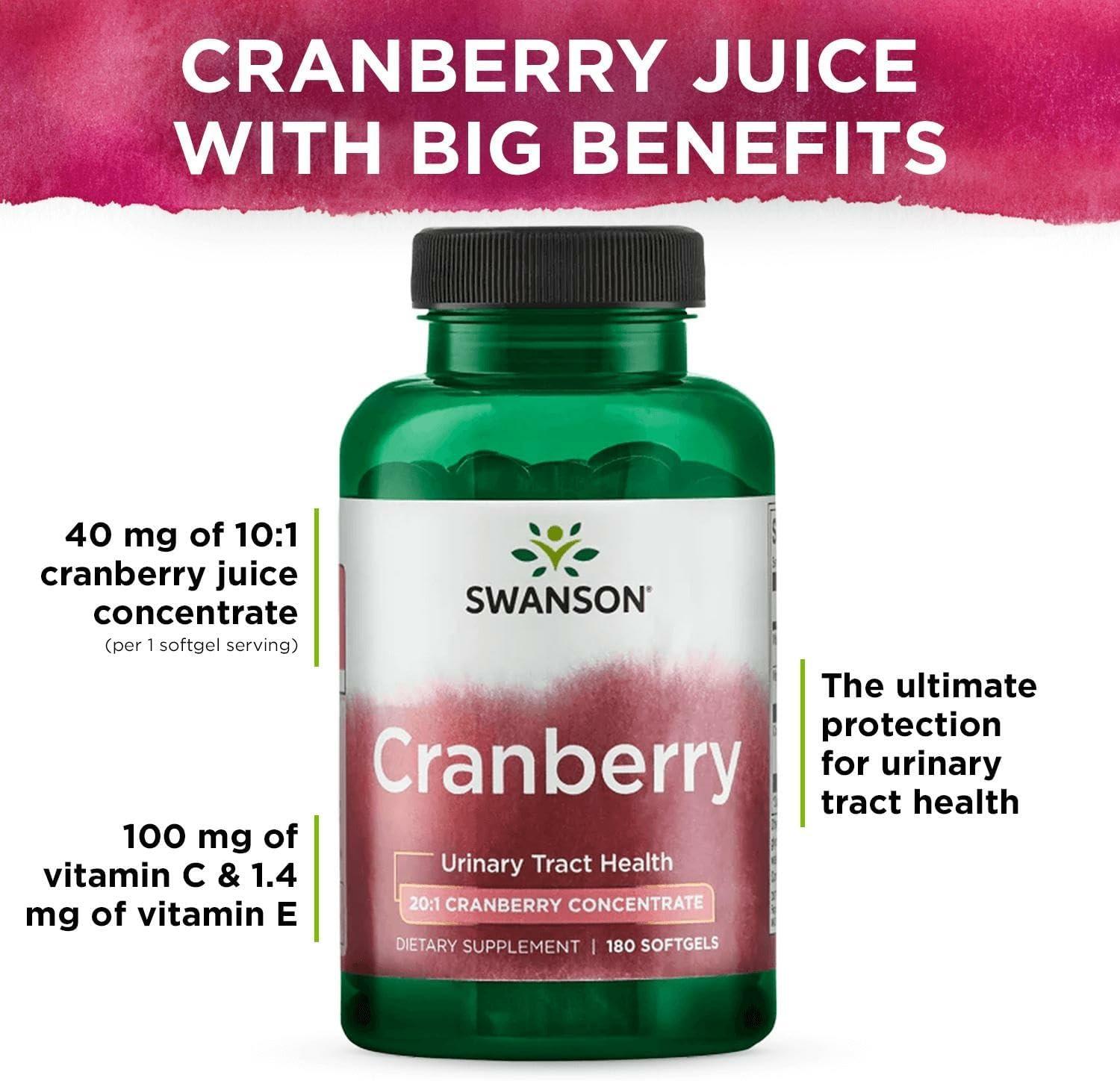 imageSwanson Cranberry Supports Urinary Tract Health Bladder Control and Promotes Healthy Kidney Function Supplement Made with 201 Juice Concentrate 180 Softgels360 Count Pack of 1