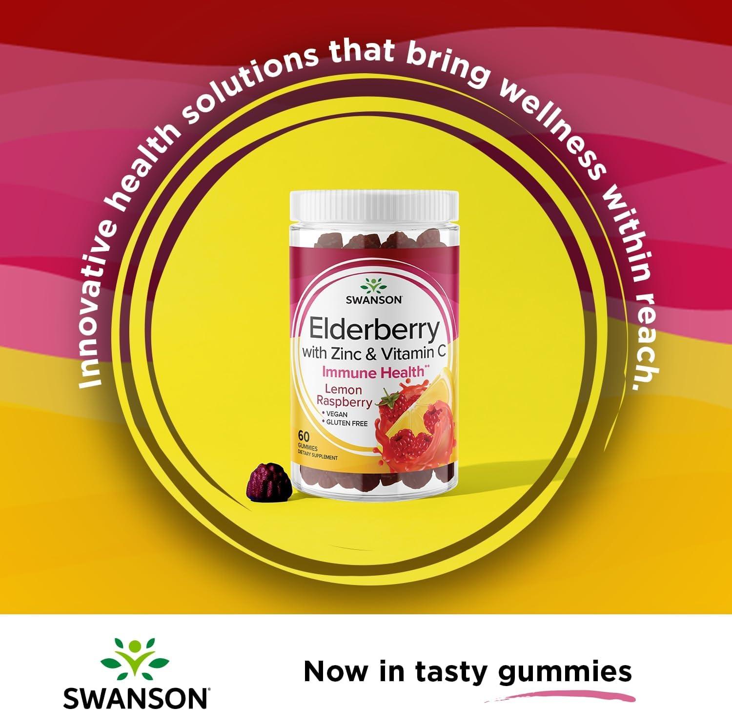 imageSwanson Elderberry Gummies with Zinc amp Vitamin C Immune Support Supplement Promoting A Healthy Immune System Lemon Raspberry 60 Gummies