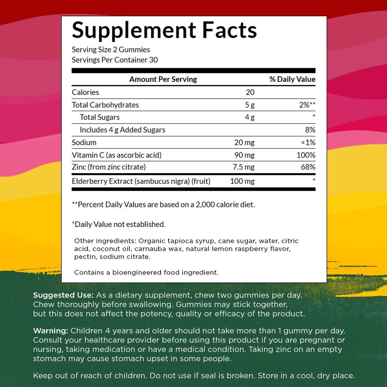imageSwanson Elderberry Gummies with Zinc amp Vitamin C Immune Support Supplement Promoting A Healthy Immune System Lemon Raspberry 60 Gummies