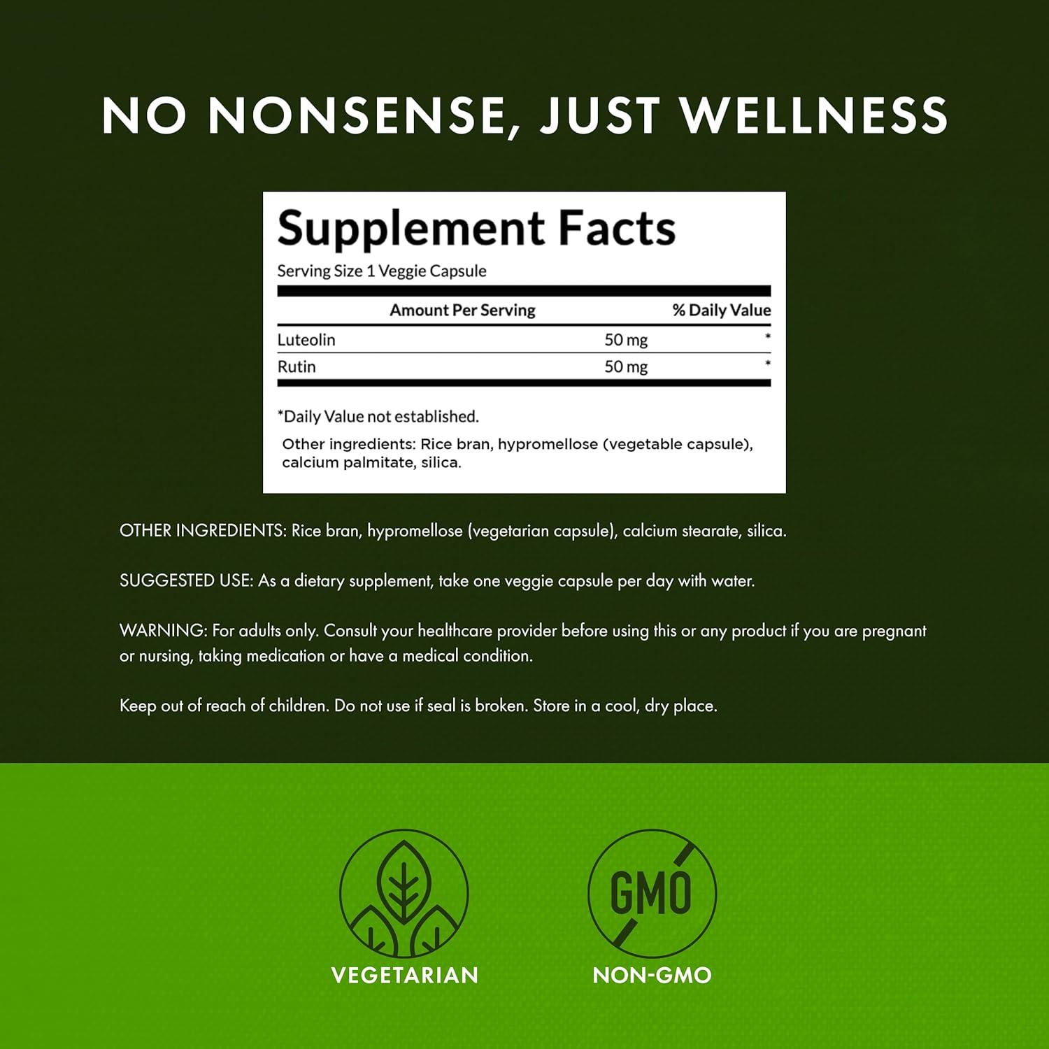 imageSwanson Luteolin Complex wRutin Brain Support Supplement Promoting Memory Mood amp Cognitive Health Natural Formula to Help Maintain Nervous System 30 Veggie Capsules1