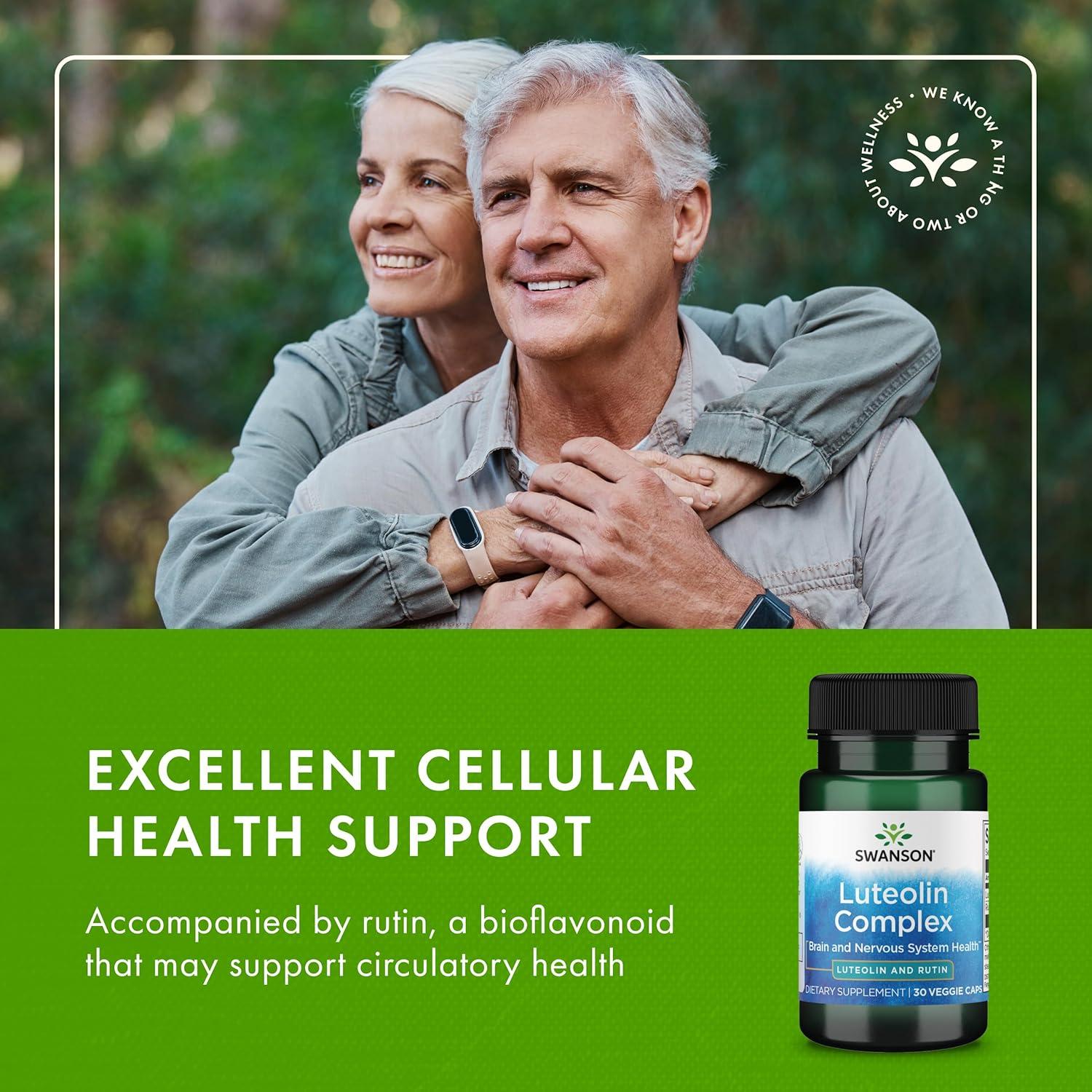 imageSwanson Luteolin Complex wRutin Brain Support Supplement Promoting Memory Mood amp Cognitive Health Natural Formula to Help Maintain Nervous System 30 Veggie Capsules1
