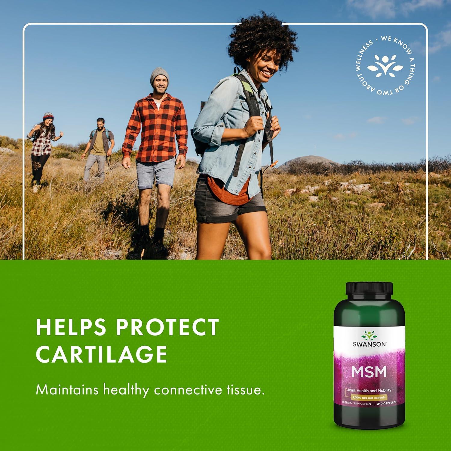 imageSwanson MSM Essential Minerals Promoting Mobility amp Joint Health Support Helps to Maintain Connective Tissue Health Including Cartilage Collagen amp Hair 240 Capsules 1000mg Each240 Count Pack of 1