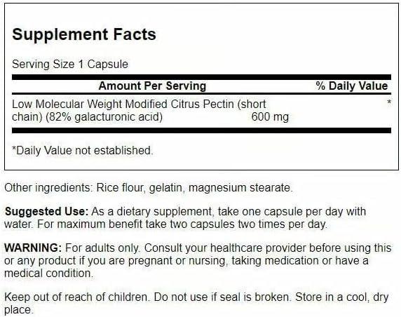 imageSwanson PectiPure Modified Citrus PectinSupports Digestive Health and Cellular HealthDelivers Minimum of 82 Galacturonic AcidNatural Wellness Supplement 60 Capsules 600mg Each60 Count Pack of 2