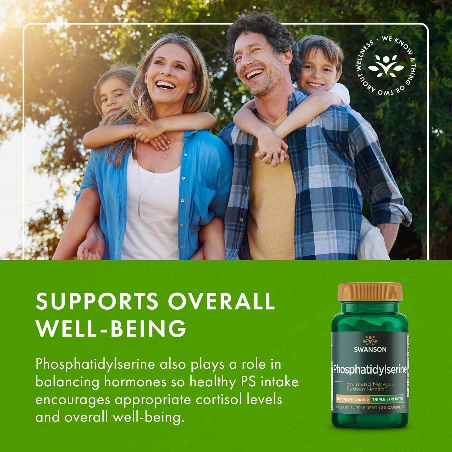 imageSwanson Phosphatidylserine Memory Brain and Cognitive Health Support Phospholipid TripleStrength Complex Supplement 300 mg 30 Capsules