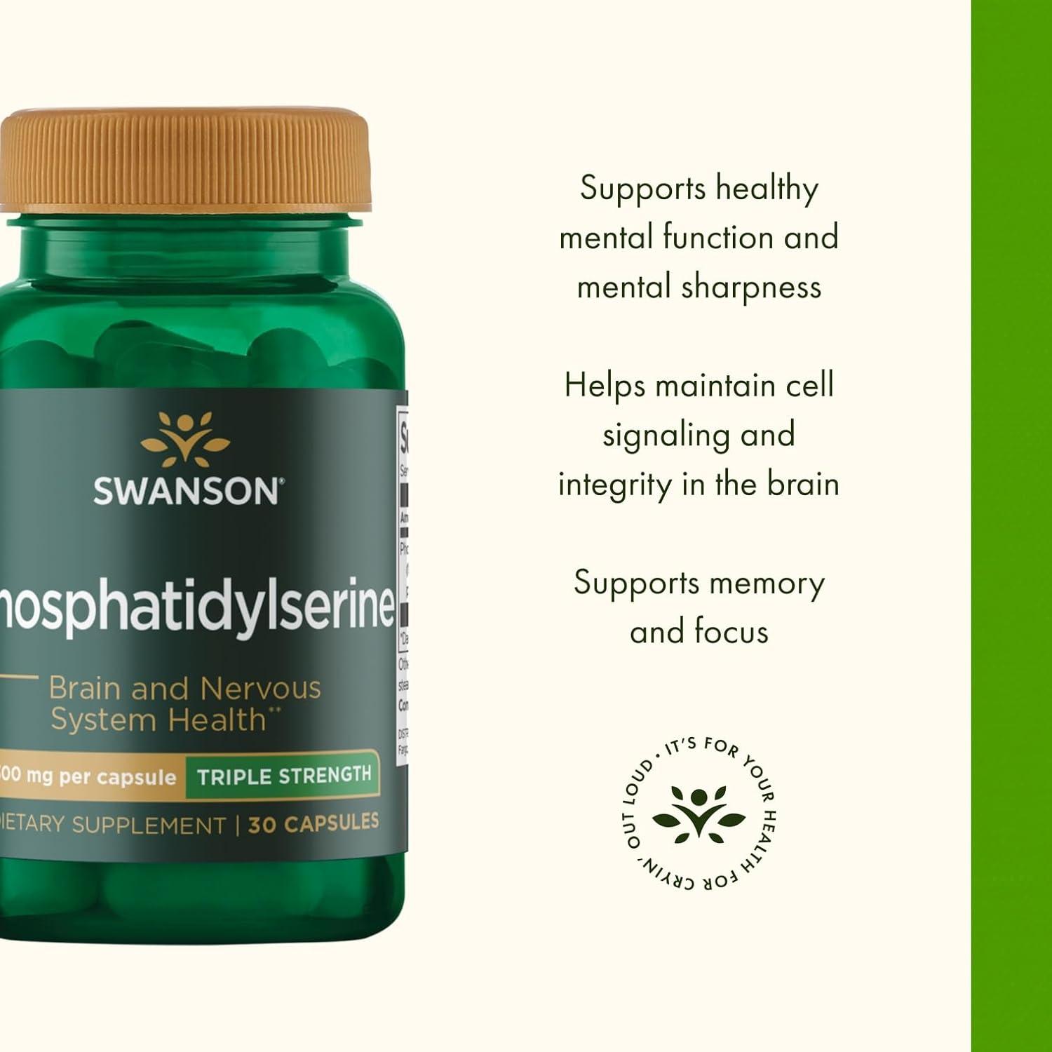 imageSwanson Phosphatidylserine Memory Brain and Cognitive Health Support Phospholipid TripleStrength Complex Supplement 300 mg 30 Capsules
