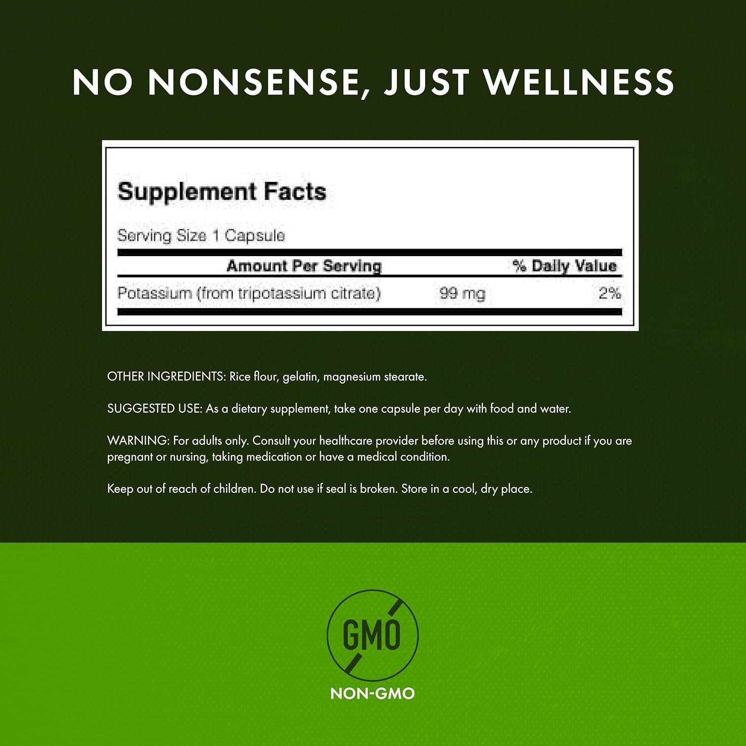 imageSwanson Potassium Citrate Mineral Supplement Promoting Heart Health amp Energy Support Aids Optimal Nerve amp Kidney Function with Natural Ingredients 120 Capsules 99mg Each 2 Pack120 Count Pack of 2