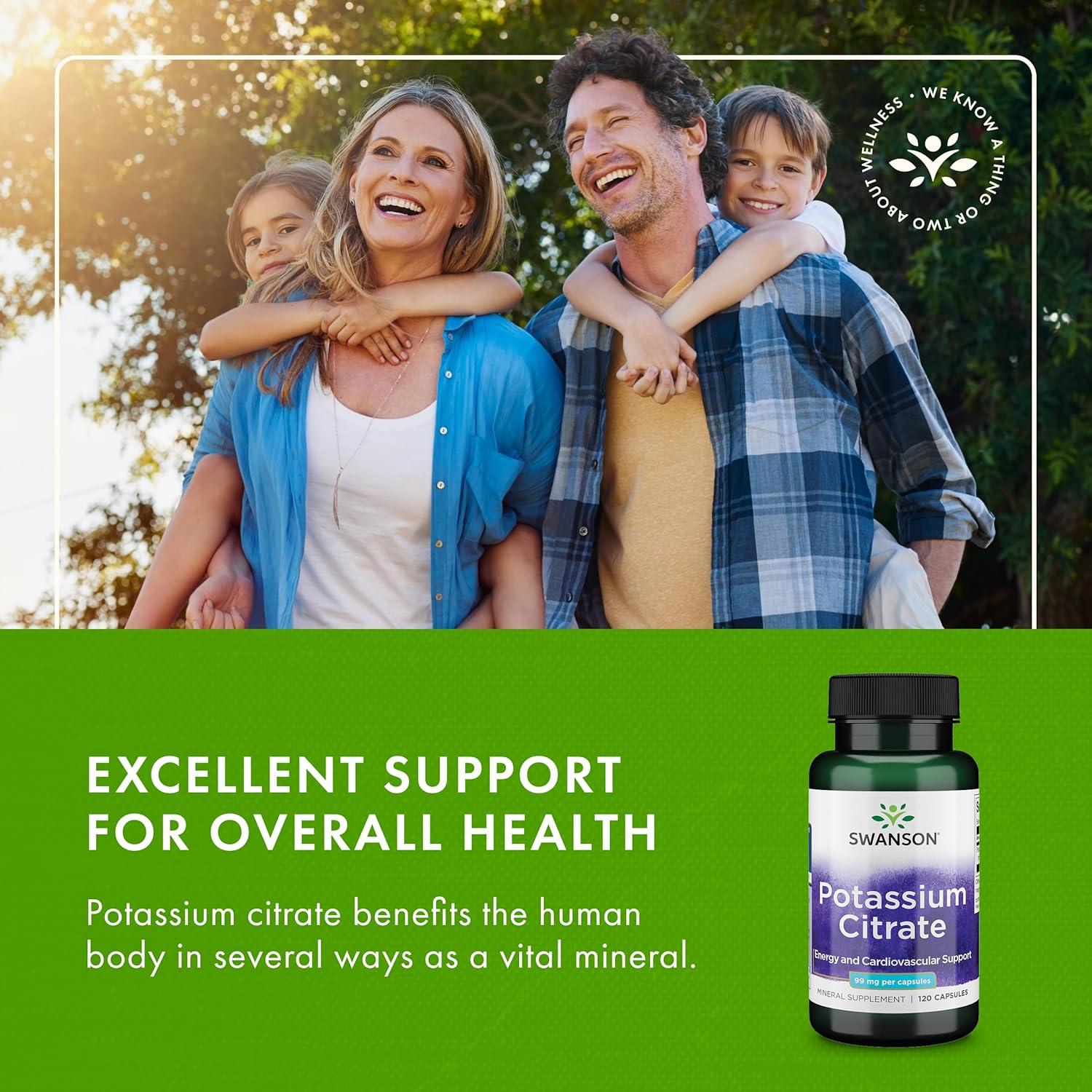 imageSwanson Potassium Citrate Mineral Supplement Promoting Heart Health amp Energy Support Aids Optimal Nerve amp Kidney Function with Natural Ingredients 120 Capsules 99mg Each 2 Pack120 Count Pack of 2