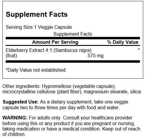 imageSwanson Sambucus Elderberry Extract 575 mg 120 Veg Caps