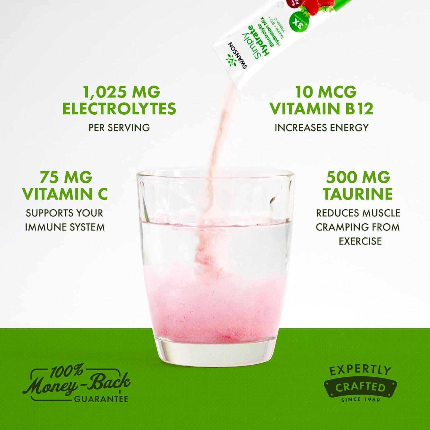 imageSwanson Simply Hydrate Electrolyte Mix SugarFree Variety Pack 30 Packets Advanced Electrolyte Blend Convenient OnTheGo Solution