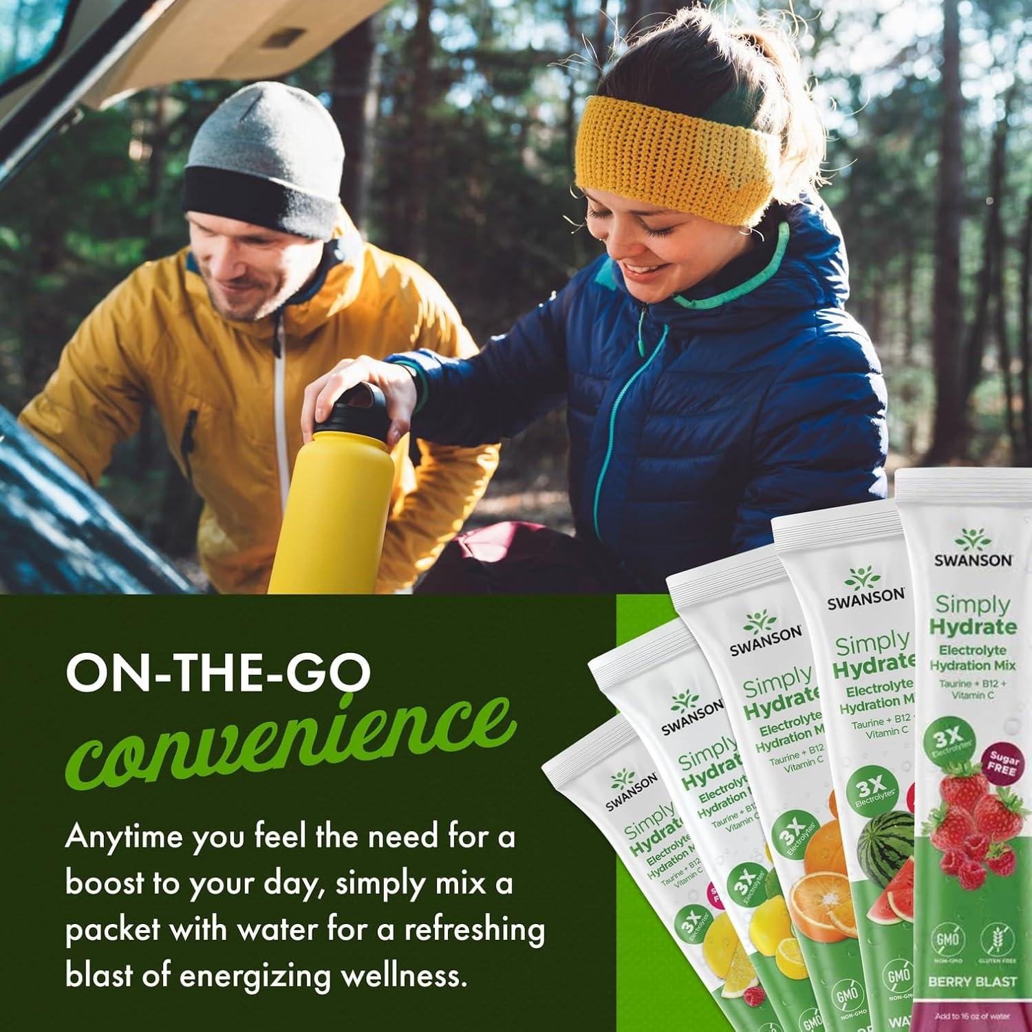 imageSwanson Simply Hydrate Electrolyte Mix SugarFree Variety Pack 30 Packets Advanced Electrolyte Blend Convenient OnTheGo Solution