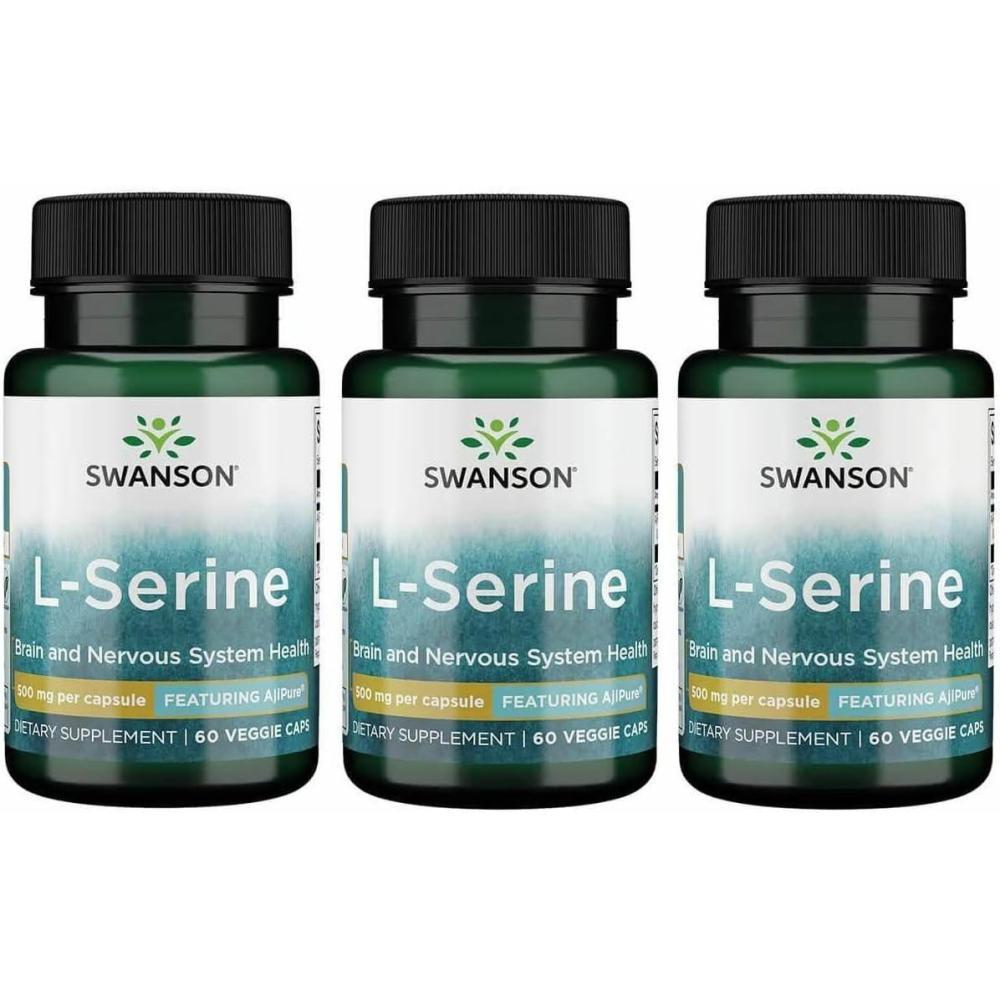 imageSwanson Ajipure LSerine Pharmacecal USP Grade High Purity Amino Acid Supplement Cognitive Function Brain Health 500 mg 60 Veggie Capsules3