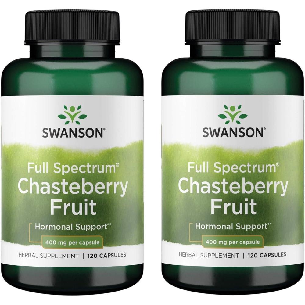 imageSwanson Chasteberry Fruit Herbal Supplement Promoting Womens Health amp Menopausal amp Menstrual Support May Support Balance amp Skin Health 120 Capsules 400mg Each2