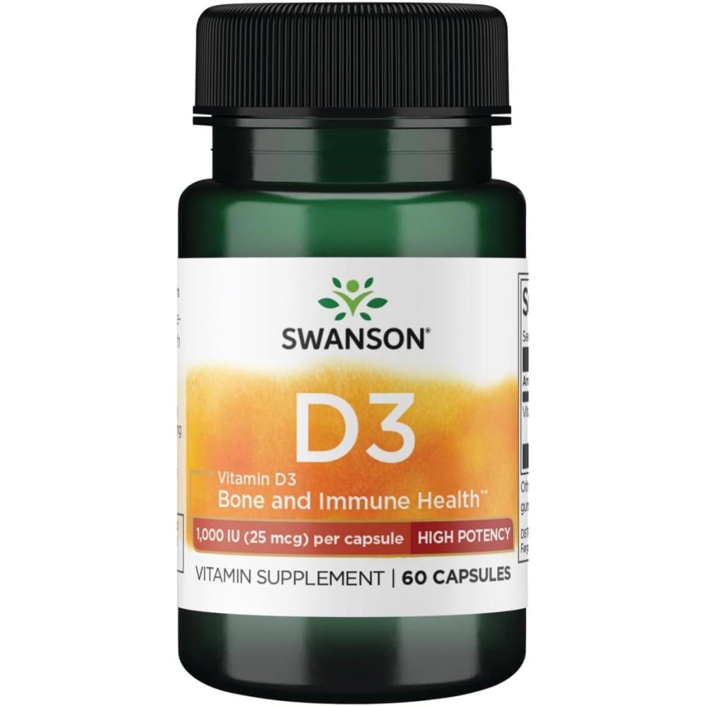 imageSwanson High Potency Vitamin D3 1000 Iu 25 mcg 60 Capsules