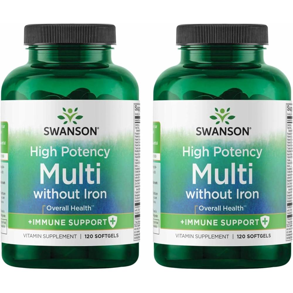 imageSwanson Multi Without Iron Multivitamin Health Supplement IronFree Formula 120 Softgels Sgels 2 Pack2