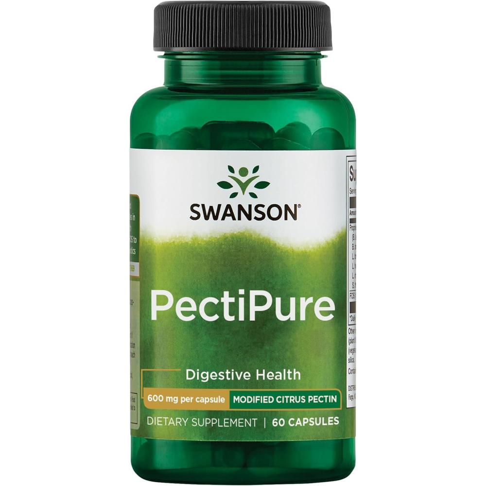 imageSwanson PectiPure Modified Citrus PectinSupports Digestive Health and Cellular HealthDelivers Minimum of 82 Galacturonic AcidNatural Wellness Supplement 60 Capsules 600mg Each60 Count Pack of 1