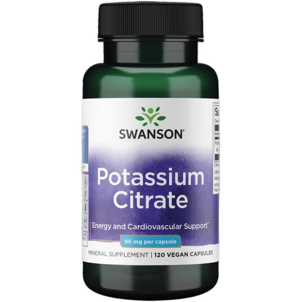 imageSwanson Potassium Citrate Mineral Supplement Promoting Heart Health amp Energy Support Aids Optimal Nerve amp Kidney Function with Natural Ingredients 120 Capsules 99mg Each 2 Pack120 Count Pack of 1