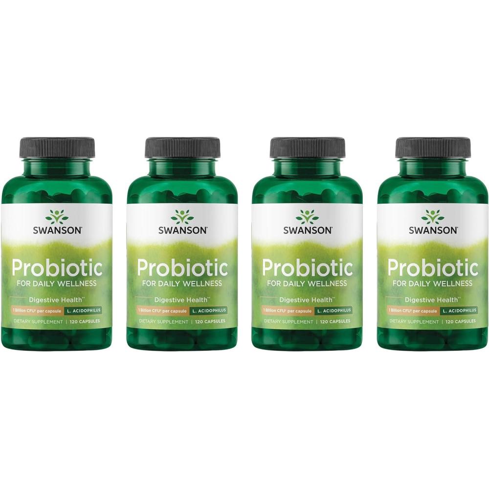 imageSwanson Probiotic  Digestive Health Supplement w 1 Billion CFU per Capsule  Natural Formula Supporting Bowel Regularity amp Daily Wellness  120 Capsules 4 Pack480 Count Pack of 1