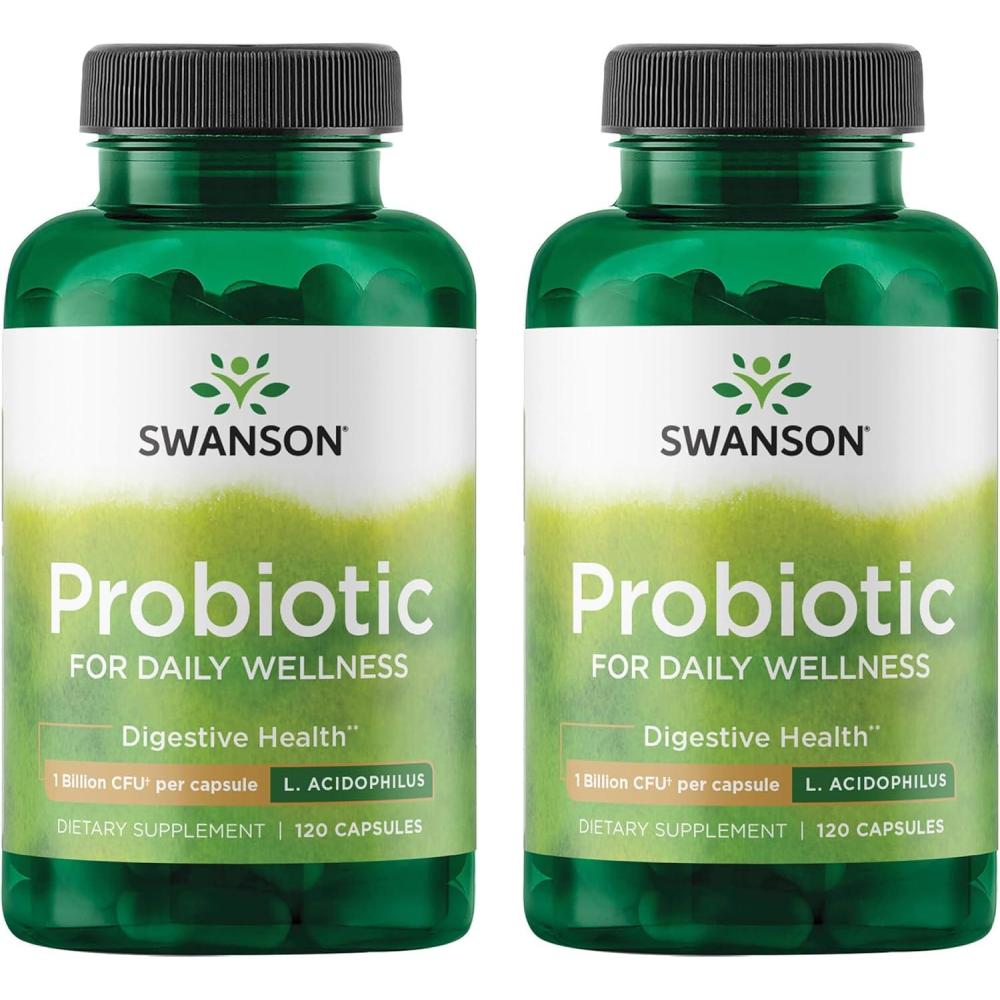 imageSwanson Probiotic Digestive Health Supplement w 1 Billion CFU per Capsule Natural Formula Supporting Bowel Regularity amp Daily Wellness 120 Capsules 4 Pack120 Count Pack of 2