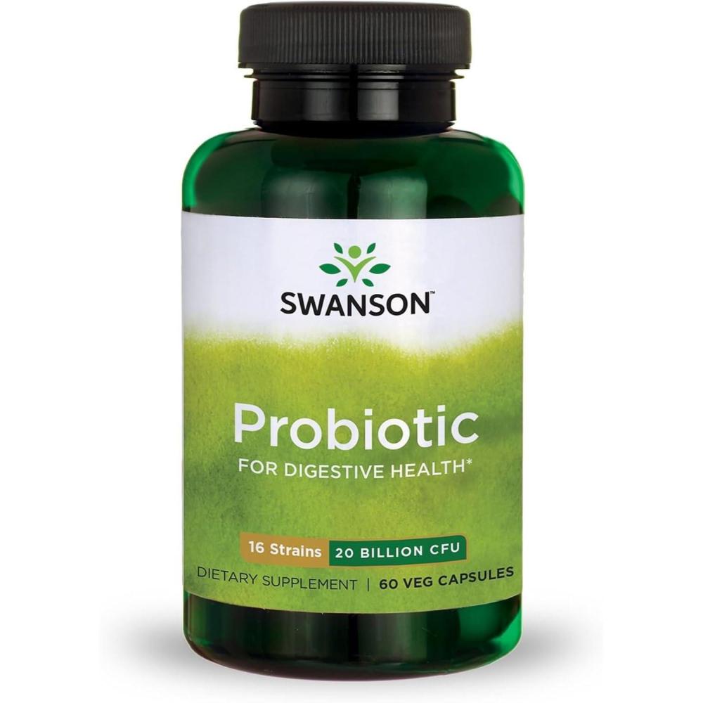 imageSwanson Probiotic for Digestive Health GI Tract Immune Support Travelers Support 20 Billion CFU with Prebiotic FOS 60 Veggie Capsules Caps
