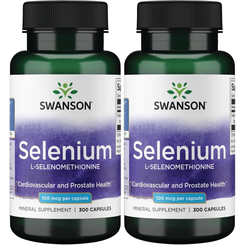 imageSwanson Selenium LSelenomethionine  Herbal Supplement Promoting Heart Health amp Prostate Health  May Support Immune System amp Thyroid Health  300 Capsules 100mcg Each300 Count Pack of 2