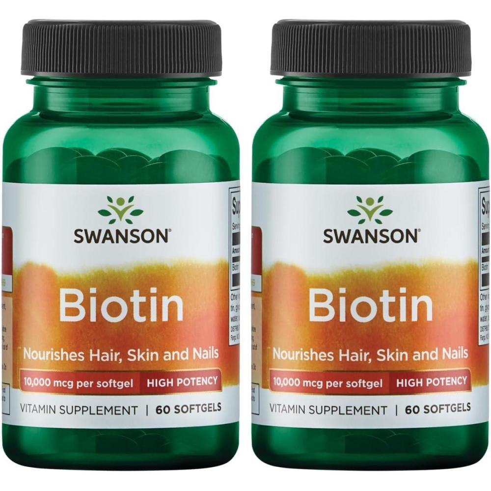 imageSwanson Super Strength Biotin Vitamin 10000 mcg 60 Sgels60 Count Pack of 2
