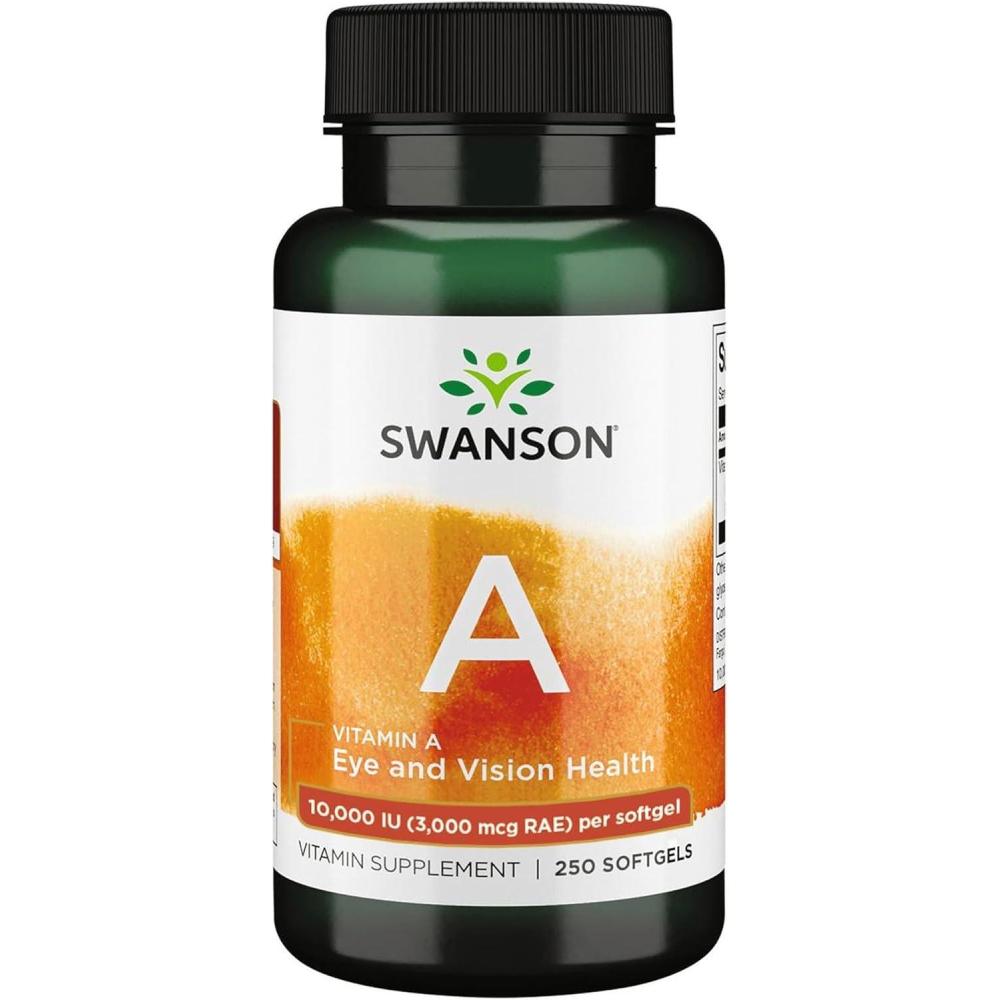 imageSwanson Vitamin A 10000 IU 3000 mcg RAE Natural Nourishment for Bone Skin Health Vision Support amp Immune System Function High Absorption Vitamin A 250 Softgels