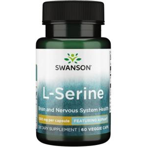 Swanson Ajipure L-Serine Pharmacecal USP Grade High Purity Amino Acid Supplement Cognitive Function Brain Health 500 mg 60 Veggie Capsules(1)