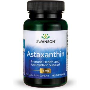 Swanson Astaxanthin Eye Vision Brain Skin Health Antioxidant Support Supplement (Astaxanthin 4 mg) 60 Softgels Sgels