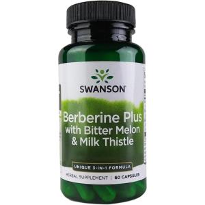 Swanson Berberine Plus with Bitter Melon & Milk Thistle – 3-in-1 Formula 60 Caps