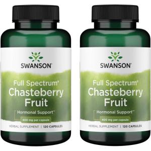 Swanson Chasteberry Fruit – Herbal Supplement Promoting Women’s Health & Menopausal & Menstrual Support – May Support Balance & Skin Health – (120 Capsules, 400mg Each)(2)